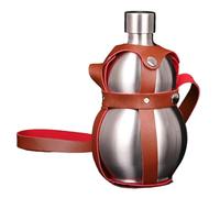 1.5L Stainless Steel Gourd Bottle, Stainless Steel Gourd Bottle, 1.5L Metal Gourd Water Bottle with Carry Strap, Portable Drinking Gourd for Juice and Milk, Ideal for Gym and Outdoor Activities
