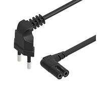 1.5M Cable de Alimentación EU 2 Enchufe a 90 Grados en el Ángulo Recto IEC C7 Gráfica 8, Aplicable a Philips, LG Sonisharp Panasonic LED TV Sky TV, Sky High Tech TV Negro
