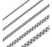 1.5mm 2 mm 2.5mm 3mm 4mm 5mm Collar de Cadena de Enlace de Cadena de Caja Briolette Cadena Veneciana Negro Acero Inoxidable Link para Hombre Mujer (50, Anchura:5 mm, 1 piezas) (Anchura: 2.5 mm, 50)