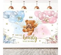 1.5x1.2m Telón de Fondo revelación Sexo Oso Globos Azul o Rosa He or She We Can Bearly Wait to See Fotografía Fondo Género Reveal Fiesta Pastel Decoración de la Mesa Banner Photo Booth Props