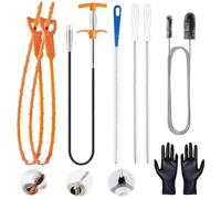 1,6 m Desatascador de desagües en espiral, paquete de limpieza de tuberías - 8 unidades limpiador de tuberías en espiral de doble cabezal cepillo de limpieza de tuberías para alcantarillado cocina