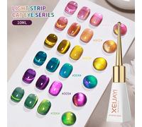 1/6 piezas de 10ml de Esmalte de Uñas Magnético Ojo de Gato con Tira de Luz, Gel Holográfico Rosa Ojo de Gato, Barniz de Gel para Uñas Light Cat Eye06