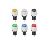1~6 uds rojo verde DS-451 reinicio autoblocante redondo pequeño interruptor de botón Terminal 250V 2A Pin de cobre 10mm agujero de montaje DS-450(1 x 6 colours,Momentary,6PCS)