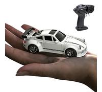 1/64 4WD RC Mini coche de deriva de escritorio, 2.4g de alta velocidad Mini Racing Modelo, Four Wheel Drive with Light, Portable Remote Control Coche (White)