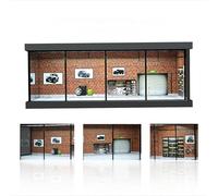 1/64 Diorama Auto Garage Modell, Iluminación LED Modelo de Coche en Ciudad, Display Case de Aparcamiento, para Modelos de Coche Diecast 1:64, Vitrina de Colección de Modelos de Regalo (Ladrillo Rojo)