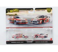 1:64 Hot Wheels Premium Nissan 240SX S14 + Silvia S15 Rojo Blanco Coche Culture