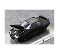 1:64 Nissan GT-R R32 S-Tune Skyline Modelo De Coche De Aleación con Apertura Completa Y Soporte De Exhibición Miniatura De Colección(Black)