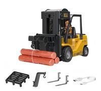 1/64 Scale Alloy RC Forklift Truck, 2.4G Mini Construction Truck with Remote Controller, Cargo Hook, Forks and Pallet, Two-Speed Gears, 10KM/H for Adults Kids Boys and Girls (#B)