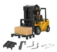 1/64 Scale Alloy RC Forklift Truck, 2.4G Mini Construction Truck with Remote Controller, Cargo Hook, Forks and Pallet, Two-Speed Gears, 10KM/H for Adults Kids Boys and Girls (#C)