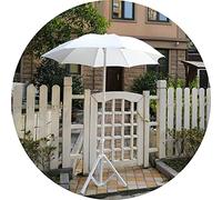 Φ1.6m Round Beach White Outdoor Garden UV Proof Patio Parasol, Protection, Balcony, Swimming Pool, Terrace, Courtyard, Sun Umbrella, with Triangle Stand