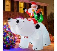 1.7m Decoraciones Inflables Navideñas Papá Noel Hinchable Christmas Decoracion, Oso Polar Papá Noel con Cabeza Sacudida, Luces LED, Muñeco Hinchable Navidad para Interiores, Exteriores, Jardín, Fiesta