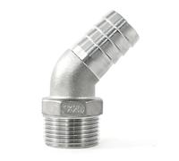 1/8" 1/4" 3/8" 1/2" 3/4" 1" - 2" BSPT Male 6 8 10 12 15 20-50 mm Hose 45 Degree Elbow Connector 304 Stainless Pipe Fitting(1l2 BSP To 25mm)