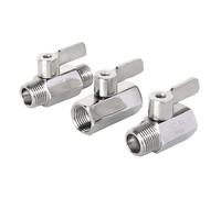 1/8 1/4 3/8 1/2 3/4 1 BSP Female Male 304 316 Stainless Steel Sanitary Mini Ball Valve Homebrew With Steel Handle Food Grade(1/4",BSP_FEMALE_SUS304)