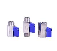 1/8" 1/4" 3/8" 1/2" 3/4" 1" BSP NPT Female Male Mini Sanitary Ball Valve SUS 304 316L Stainless Steel Homebrew(1/8",MALE_BLUE HANDLE_BSP)