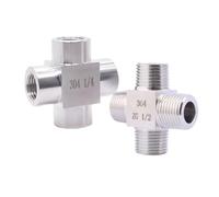1/8" 1/4" 3/8" 1/2" 3/4" 1" NPT M14 M20 Female Male Cross 4 Ways Splitter Block 304 Stainless Pipe Fitting Connector(BSPP Female,1/8") Plumbing Fittings