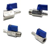 1/8 "1/4" 3/8 "1/2" 3/4 "BSP macho hembra 6 7 8 10 12-20mm manguera válvula de bola sanitaria homebrew 304 acero inoxidable mango azul(BSP FEMALE_TYPE-A_16MM)