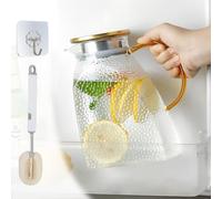 1,8 L/63 oz Jarra para Agua Cristal Borosilicato Alto, Jarra de Agua de Vidrio con Tapa y Asa, Jarra de Cristal para Té Helado, Jarra para Bebidas Frías/Calientes, Jarra de Agua para Puerta Nevera (A)