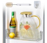 1,8 L/63oz Jarra de Agua de Vidrio, Jarra de Cristal de Borosilicato Alto para Frigorifico, Jarra Cristal para Nevera Puerta, Jarra Agua para Puerta del Refrigerador, para Bebidas Frías o Calientes