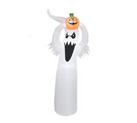 1,8 m Decoración Inflable Luminosa de Halloween, Modelo Hinchable de Fantasma y Calabaza Pequeña con Luces LED Integradas, Accesorios Halloween para Jardín Césped Patio Interior Exterior Fiesta