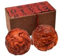 1.8 pulgadas Huanghuali madera Baoding bolas talladas a mano salud estrés aliviar la mano herramienta de ejercicio