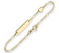 1,8mm Pulsera-Id Cadena Figaro Diamantado Corazón de Oro 333 Oro Amarillo 16cm
