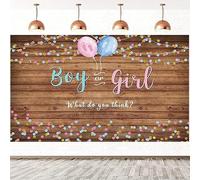 1.8x1.2m Telón de Fondo revelación Sexo Piso de Madera Boy or Girl Lunares Rosas o Azules Globo Fondo Fotografico Fiesta de Revelacion de Genero Decoracion de Mesa Pastel Banner Photo Booth Props
