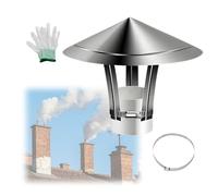 1.97-9.84 in tapa de ventilación de techo para exterior, 201 acero inoxidable conducto de chimenea lluvia cubierta, Sombrerete de chimenea con parte superior cónica con Gloves, escape ventilación Su
