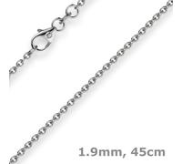 1,9mm Cadena Tipo Grillete Redonda Collar 585 Oro Blanco de 45cm Mujer