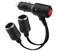 1 a 2 Cable de Extensión para Mechero Coche 12V/24V Divisor Encendedor Cigarrillos Doble Encendedor de Cigarillo con LED Interruptor 18AWG Mechero Coche Enchufe Adaptador Conector para Barco Moto SUV