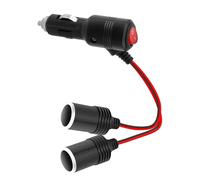 1 a 2 Mechero de Coche Encendedor Cigarrillos 12V 24V Enchufe Mechero de Coche Doble Encendedor Cigarrillo con Interruptor 18AWG Cable de Extensión con 15A Fusibile para Coche, Barco, Camiones (15cm)