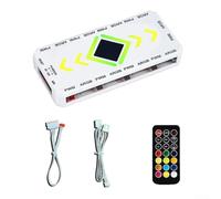 1 a 9-Pin 5V 3-Pin ARGB para PWM Fan Hub Adaptador con controlador ARGB integrado y soporte remoto inalámbrico (blanco)