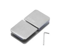 1 abrazadera de vidrio, abrazadera de puerta de vidrio de acero inoxidable 304 para puertas de armario de 8 a 10 mm de grosor, soporte de puerta de ducha de 180 grados con alfombrilla de goma, plata