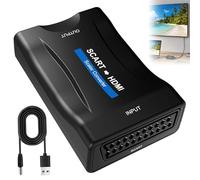 1 adaptador de corriente a HDMI con cable USB 720p/1080p, convertidor Peritel HDMI para TV Monitor proyector, Scart Audio Video HD compatible con PS3 DVD VHS Xbox Blu-Ray Plug and Play.