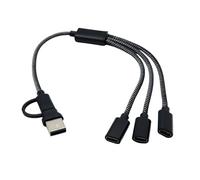 1 adaptador divisor de alimentación USB 2/3 en 1 + tipo C a cable macho hembra para carga y datos a concentradores