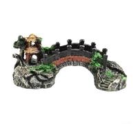 1: Adorno de paisaje de puente de acuario de resina para decoración de peceras, 19 x 8,5 x 6,5 cm, resina sintética impermeable (B)