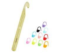 1 aguja de ganchillo grande, agujas de crochet, agujas de ganchillo, 15 mm, con 10 Aguja marcadora, mango para tejer, ganchillo, para principiantes, bufandas de alfombra, bufandas