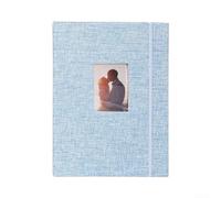 1 álbum de fotos de lino de algodón, diseño hueco para recuerdos de 3 pulgadas, libro de almacenamiento de 208 ranuras para Fujifilm para Instax para mini fotos de películas, álbum de recortes (azul)