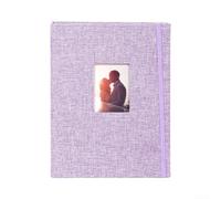 1 álbum de fotos de lino de algodón, diseño hueco para recuerdos de 3 pulgadas, libro de almacenamiento de 208 ranuras para Fujifilm para Instax para mini fotos de película, álbum de recortes (morado)