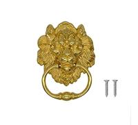 1 aldaba de puerta, aldaba de cabeza de león, aldaba de puerta delantera con 2 tornillos, anillos de cabeza de león de aleación de zinc, mango de aldaba de muebles de león