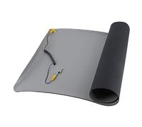 1 alfombrilla de silicona antiestática para escritorio, color negro, 700 x 500 mm, incluye cable para herramientas de reparación de ordenadores portátiles