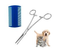 1 alicate de cabeza recta de acero inoxidable, con 1 peine de doble cara, pinzas multifunción, pinzas para mascotas, pinzas para colgar la pesca, clip de algodón desinfectante (12,5 cm)