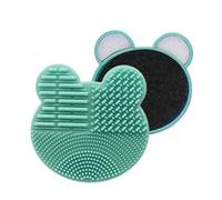 1 almohadilla limpiadora for brochas de maquillaje, alfombrilla limpieza, tabla fregar universal for cosméticos(Green)