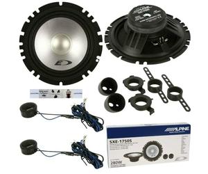 1 Alpine SXE-1750S Kit de 2 vías 6,5" 16,5 cm Altavoces 45 Watt RMS 280 Watt MAX con Woofer, Tweeter de Puerta de Coche, Kit de par con Accesorios gratuitos y Adhesivos Personalizados