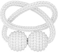 1 alzapaños magnéticos para cortinas, pinzas de cuerda para trenzar, clips magnéticos decorativos con perla para cortinas, decoración para ventanas (blanco)