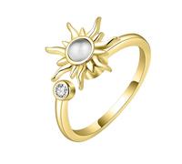 1 anillo Anxiety de oro, anillo abierto ajustable para aliviar el estrés, spinner anti estrés, anillo de pulgar para ataques de pánico, girasol, ojo de gato, anillos inquietos, anillos de humor, joyas