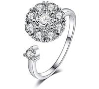 1 anillo creativo de abejas y flores en espiral de plata, anillo de dedo abierto, ajustable, antiansiedad, adecuado para aniversario, boda, pareja, mujer, una moda inteligente