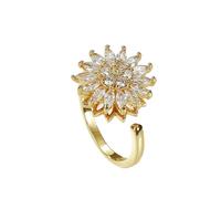 1 anillo de Anxiety de oro, anillo abierto ajustable para aliviar el estrés, spinner antiestrés, anillo de pulgar para ataques de pánico, girasol, circonita, anillos de humor, unisex, joyería