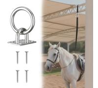 1 anillo de fijación de caballo de acero inoxidable con placa cuadrada 40×50 mm electro pulido, anillo fijo Ø60 mm interior Ø46 mm, tornillo M6, para yate, gabinete, establo, anillos para caballos