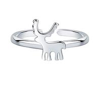 1 anillo de joyería de plata elegante ciervo ajustable anillo abierto de boda, parte de la nuda, anillo portátil y útilOperación fácil