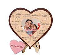 1 aniversario de madera regalos para novio/novia - 10 razones por las que te amo rompecabezas personalizado de corazón, regalo personalizado para el día de San Valentín (rompecabezas en forma de
